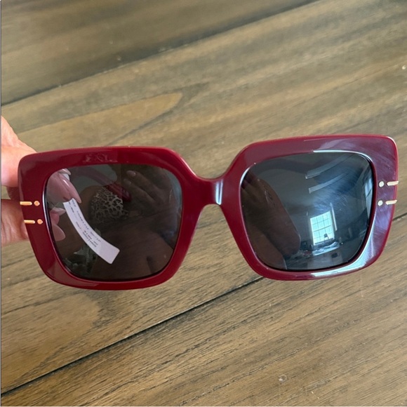 Dior Accessories - Dior Burgundy & Gold Oversized Square Sunglasses NWT